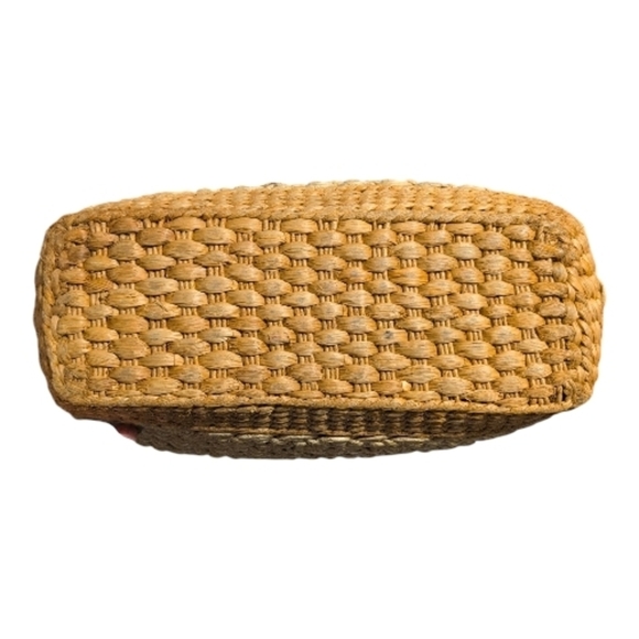 Vintage Brighton Woven Straw Beige & Brown Leather Shoulder Tote Bag - Picture 11 of 11